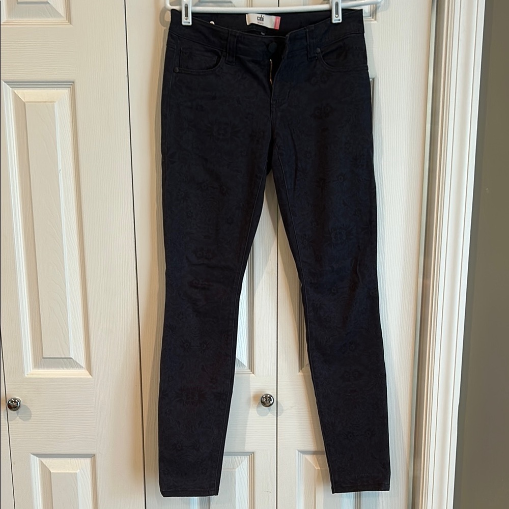 CAbi Charcoal Floral Skinny Jeans